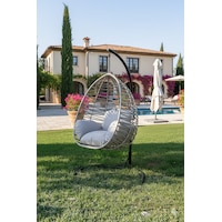 Liv Concept Rattan Tekli Bahçe Salıncağı - Konfor Serisi Açık Gri Liv Concept Rattan Tekli Bahçe Salıncağı - Konfor Serisi Açık Gri