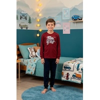 Kompedan Erkek Çocuk İnterlok Bisiklet Yaka Pijama Takımı Bordo 109 Bordo Kompedan Erkek Çocuk İnterlok Bisiklet Yaka Pijama Takımı Bordo 109 Bordo
