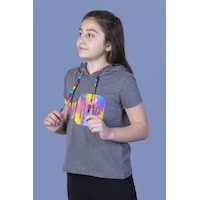 Toontoy Kids Toontoy Kız Çocuk Youtube Baskılı Tişört Antrasit
