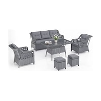 Evdemo Eren Rattan Puflu Bahçe Balkon Takımı 3+1+1 Antrasit Evdemo Eren Rattan Puflu Bahçe Balkon Takımı 3+1+1 Antrasit