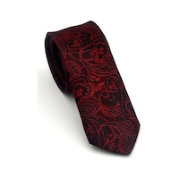 Gaffy Siyah Şal Desenli Kırmızı Dokuma Kumaş Mendilli Slim Fit Kravat // Sdk-2607-4 Kırmızı Gaffy Siyah Şal Desenli Kırmızı Dokuma Kumaş Mendilli Slim Fit Kravat // Sdk-2607-4 Kırmızı
