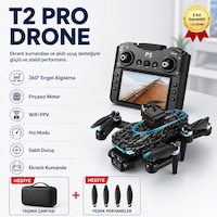 T2 Pro Drone 4k Üç Kameralı Gps Wifi Fpv 360 Engel Algılama Büyük Ekran Kumandalı Katlanabilir Drone-1597 T2 Pro Drone 4k Üç Kameralı Gps Wifi Fpv 360 Engel Algılama Büyük Ekran Kumandalı Katlanabilir Drone-1597