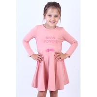 Toontoy Kız Çocuk Neon Lover Nakışlı Elbise Somon Toontoy Kız Çocuk Neon Lover Nakışlı Elbise Somon