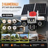 Avenir Av-s264w 3 Kameralı 3ptz Wifi Solar Güvenlik Kamerası