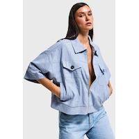 it's basic Kadın Mavi Renk Oversize Cep Detaylı Özel Tasarım Denim Ceket it's basic Kadın Mavi Renk Oversize Cep Detaylı Özel Tasarım Denim Ceket