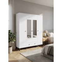 Vento Modern 4 Kapaklı Aynalı Fonksiyonel Yatak Odası & Genç Odası Elbise Dolabı - Beyaz Vento Modern 4 Kapaklı Aynalı Fonksiyonel Yatak Odası & Genç Odası Elbise Dolabı - Beyaz
