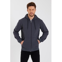Mmetalic Kanguru Cepli Kapüşonlu Fermuarlı İçi Pamuklu Erkek Sweatshirt Antrasit 001 Antrasit Mmetalic Kanguru Cepli Kapüşonlu Fermuarlı İçi Pamuklu Erkek Sweatshirt Antrasit 001 Antrasit