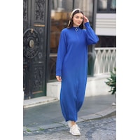 Bigdart 15839 Boydan Triko Elbise Saks Mavisi 001 Bigdart 15839 Boydan Triko Elbise Saks Mavisi 001