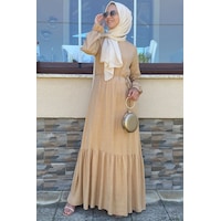Rabia Şamlı Duru Simli Camel Elbise Normal Rabia Şamlı Duru Simli Camel Elbise Normal