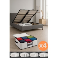 Baza Altı Uyumlu 4 Adet Lüks Pencereli Dolap Hurcu 64x45x22 Cm Beyaz Beyaz