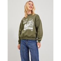 Jack & Jones Jjxx Bisiklet Yaka Rahat Kesim Haki Kadın Sweatshirt 12241324 001 Jack & Jones Jjxx Bisiklet Yaka Rahat Kesim Haki Kadın Sweatshirt 12241324 001