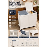 Bursev Tekerlekli Katlanır Çift Bölmeli Çamaşır Sepeti 100 Lt Pratik Ve Geniş Hacimli Kirli Çamaşır Sepeti Beyaz Bursev Tekerlekli Katlanır Çift Bölmeli Çamaşır Sepeti 100 Lt Pratik Ve Geniş Hacimli Kirli Çamaşır Sepeti Beyaz