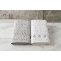 Pure Daısy Ekru-açık Bej 2li Havlu Nakışlıoyu Pure Daısy Ekru-açık Bej 2li Havlu Nakışlıoyu