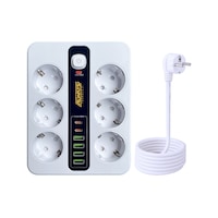 Akım Korumalı 6'lı Grup Priz 4 Usb'li Ve 2 Type-c Li 6'lı Grup Priz 2 M Kablo Çocuk Korumalı 2 M Akım Korumalı 6'lı Grup Priz 4 Usb'li Ve 2 Type-c Li 6'lı Grup Priz 2 M Kablo Çocuk Korumalı 2 M