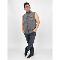 Büyük Beden Denim Dik Yaka Fermuarlı Cepli Bomber Erkek Yelek Antrasit Büyük Beden Denim Dik Yaka Fermuarlı Cepli Bomber Erkek Yelek Antrasit
