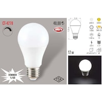 Cata Ct-4278 12 Watt Dim Edilebilir Led Ampul E27 Beyaz Cata Ct-4278 12 Watt Dim Edilebilir Led Ampul E27 Beyaz
