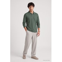Tommy Life Açık Yeşil Rahat Form Basic Erkek Polo Yaka T-shirt - 88512 Camel