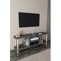 Modern Tv Ünitesi Ahşap Raflı 2 Katlı 4 Raflı Televizyon Sehpası Televizyon Ünitesi Antrasit Modern Tv Ünitesi Ahşap Raflı 2 Katlı 4 Raflı Televizyon Sehpası Televizyon Ünitesi Antrasit