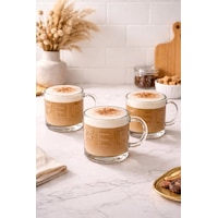 3 Lü Cam Kulplu Coffee Kahve Bardağı Bardak Kupa 320ml Şeffaf 3 Lü Cam Kulplu Coffee Kahve Bardağı Bardak Kupa 320ml Şeffaf
