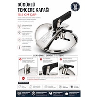 18,5 Cm Düdüklü Tencere Kapağı Paslanmaz Çelik 3 Emniyetli Gümüş 18,5 Cm Düdüklü Tencere Kapağı Paslanmaz Çelik 3 Emniyetli Gümüş