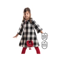 Ponpon Kız Çocuk Bebe Yaka Oyuncaklı Ekose Elbise Ponpon Kız Çocuk Bebe Yaka Oyuncaklı Ekose Elbise
