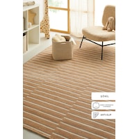 Ocean Home Textile Bej Renk Çizgi Desenli Şönil Halı Kilim 160 X 230 Cm