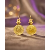 22 Ayar Altın Küpe Çeyrekli Takoz 5.93gr - K01097 22 Ayar Altın Küpe Çeyrekli Takoz 5.93gr - K01097