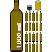 Afracam Maraska Yeşil 1000 ML Kilitli Kapaklı ve Kapüşonlu Boş Cam Şişe 20 Adet
