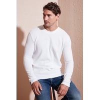 Buratti Pamuklu Bisiklet Yaka Slim Fit Basic Erkek Sweat 5905073 Ekru Buratti Pamuklu Bisiklet Yaka Slim Fit Basic Erkek Sweat 5905073 Ekru
