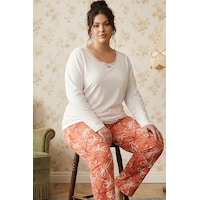 Siyah İnci Büyük Beden Battal Boy Viskon Örme Pijama Takım 26224854 Ekru Siyah İnci Büyük Beden Battal Boy Viskon Örme Pijama Takım 26224854 Ekru