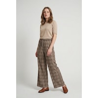Madmext Kahverengi Lastikli Bel Geniş Paça Ekose Pantolon Mg2658 Kahverengi Madmext Kahverengi Lastikli Bel Geniş Paça Ekose Pantolon Mg2658 Kahverengi