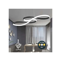 Modern Sanatsal Kıvrımlı Led Sarkıt Avize - 80cm Yatay Tasarım & Kumandalı 3 Renkli Siyah Modern Sanatsal Kıvrımlı Led Sarkıt Avize - 80cm Yatay Tasarım & Kumandalı 3 Renkli Siyah