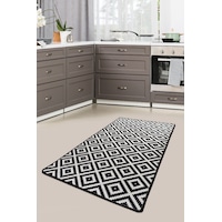 Black Whıte Djt 80X200 Cm Dekoratif Halı Black Whıte Djt 80X200 Cm Dekoratif Halı