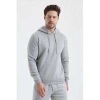 Monox Erkek Kapşonlu 3 İplik Sweatshirt Gri Monox Erkek Kapşonlu 3 İplik Sweatshirt Gri