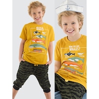 Denokids Mshb&g Big Whales Erkek Çocuk T-shirt Kapri Takım Çok Renkli
