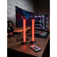 2'li Set Masaüstü Rgb Led Ortam Işığı - Sese Duyarlı Müzik Ritim Aydınlatması, Kumanda Kontrollü Oyuncu Ve Tv Arkası Işık