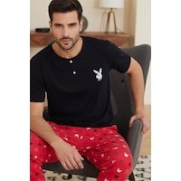 Siyah İnci Bisiklet Yaka Örme Pijama Takım 25109846 Siyah Siyah İnci Bisiklet Yaka Örme Pijama Takım 25109846 Siyah