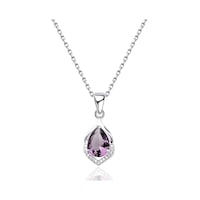 Brezza Lusso Jewelry Gümüş Ametist Taşlı Su Damlası Bayan Gümüş Kolye Brezza Lusso Jewelry Gümüş Ametist Taşlı Su Damlası Bayan Gümüş Kolye