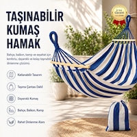 Mavi Çizgili Taşınabilir Katlanabilir Kumaş Hamak Bahçe, Balkon, Kamp Ve Seyahat İçin Dinlenme Hamak + Taşıma Çantası-1434 Mavi - Beyaz Mavi Çizgili Taşınabilir Katlanabilir Kumaş Hamak Bahçe, Balkon, Kamp Ve Seyahat İçin Dinlenme Hamak + Taşıma Çantası-1434 Mavi - Beyaz