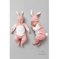 Babyden's Tavşan Kulaklı Yenidoğan Tulum Seti %100 Pamuklu Ayarlanır Ponponlu Unisex Bebek Tulum Şapka Set Pudra Pembe Babyden's Tavşan Kulaklı Yenidoğan Tulum Seti %100 Pamuklu Ayarlanır Ponponlu Unisex Bebek Tulum Şapka Set Pudra Pembe