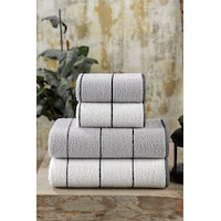 Valona 50 X 85 – 70 X140 Cm 4'lü Banyo Havlu Seti | Gri-Krem Gri Valona 50 X 85 – 70 X140 Cm 4'lü Banyo Havlu Seti | Gri-Krem Gri