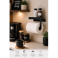 Siyah Duvara Monte Havluluk & Peçetelik Modern&dayanıklı 2'li Set Siyah Siyah Duvara Monte Havluluk & Peçetelik Modern&dayanıklı 2'li Set Siyah
