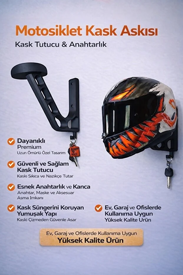 Premium Duvar Tipi Motosiklet Kask Askısı & Anahtarlık Askısı Özel Tasarım, Üst Düzey Dayanıklılık Siyah Premium Duvar Tipi Motosiklet Kask Askısı & Anahtarlık Askısı Özel Tasarım, Üst Düzey Dayanıklılık Siyah