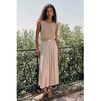 Sateen Kloş Etek - Taş-137686 Sateen Kloş Etek - Taş-137686