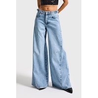 it's basic Kadın Kot Rengi 4s6-3 Baggy Palazzo Fit Kemer Detaylı %100 Koton Denim Jean Mavi it's basic Kadın Kot Rengi 4s6-3 Baggy Palazzo Fit Kemer Detaylı %100 Koton Denim Jean Mavi