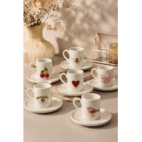6 Lı Porselen 6 Model Fenomen Kahve Fincan Takımı Seti 100ml - Kalp Kiraz Arı Kurdele Lovelybirds Nazar Göz Beyaz 6 Lı Porselen 6 Model Fenomen Kahve Fincan Takımı Seti 100ml - Kalp Kiraz Arı Kurdele Lovelybirds Nazar Göz Beyaz
