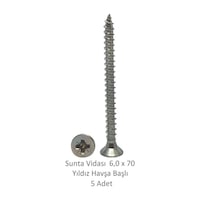 Sunta Vidası, 6,0 X 70 Mm, 5 Adet, Yhb Vida 6 x 70 Sunta Vidası, 6,0 X 70 Mm, 5 Adet, Yhb Vida 6 x 70