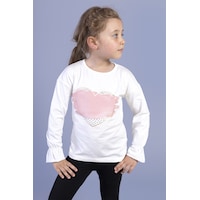 Toontoy Kids Toontoy Kız Çocuk Kol Ucu Lastikli Taş İşlemeli Baskılı Tişört Ekru Toontoy Kids Toontoy Kız Çocuk Kol Ucu Lastikli Taş İşlemeli Baskılı Tişört Ekru