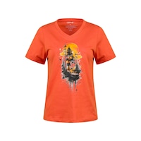 2as Alone Baskılı V Yaka Kadın T-shirt 413 TURUNCU 2as Alone Baskılı V Yaka Kadın T-shirt 413 TURUNCU