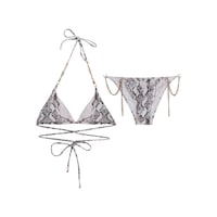 İpli Üçgen Kesim Boyundan Bağlamalı Zincir Detaylı Bikini Takımı Çok Renkli İpli Üçgen Kesim Boyundan Bağlamalı Zincir Detaylı Bikini Takımı Çok Renkli